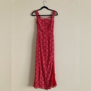 Lulus Red Floral Maxi Dress Size Large